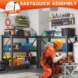 Étagère <span class=keywords><strong>de</strong></span> rangement en fer robuste personnalisable pour <span class=keywords><strong>garage</strong></span>, multi-niveaux, installation facile, plusieurs couleurs, jaune, usage commercial et domestique - Product Image 2