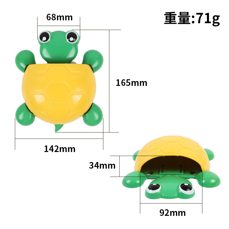 Almacenamiento para cepillos de dientes de tortuguita: caparazón amarillo, patitas verdes.