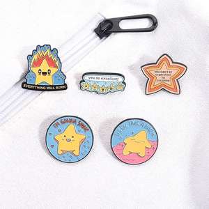 Мотивационная брошь-значок в форме пентаграммы с позитивными словами, металлическая булавка с мягкой эмалью на заказ - Product Image 2