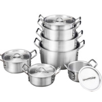 Batterie de Cuisine WLX en Alliage d'Aluminium 5 Pièces – Casseroles 16cm 18cm 20cm 22cm 24cm – Ensemble de Cuisson et Ustensiles de Cuisine
