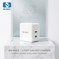Chargeur rapide écologique 65W PD3.1 avec câble de 0,9 m, 2 ports Type-C, protection OTP, matériau ABS, compatible avec les écouteurs et tous les appareils