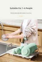 Organisateur d'ustensiles de cuisine en plastique pour évier avec égouttoir et boîte de rangement de comptoir pour bols et assiettes – Design moderne et minimaliste