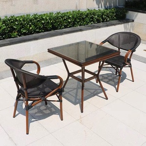 Nordic Rope Rattan aluminum Waterproof Dinning <b>Chair</b> Patio Restaurant Aluminium <b>Stackable</b> Outdoor <b>Dining</b> <b>Chair</b> for Garden hotel - Product Image 2
