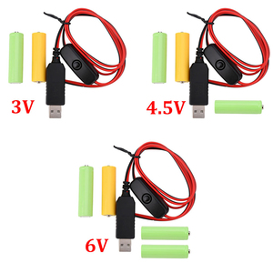 1.5V 3V 4.5V <span class=keywords><strong>6V</strong></span> LR6 AA LR03 AAA pin Eliminator thay thế <span class=keywords><strong>USB</strong></span> chuyển đổi trên Off Power Charger Cable Đối với LED ánh sáng đồ chơi điện tử - Product Image 2