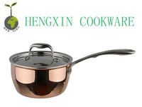 Ensemble de casseroles de cuisine essentielles, modernes, écologiques et saines, en acier inoxydable, finition miroir cuivre, 4 pièces