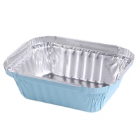 Conteneur rectangulaire jetable en aluminium écologique de 450 ml avec couvercle en plastique PET, compatible four, pour barbecue et boîte à lunch