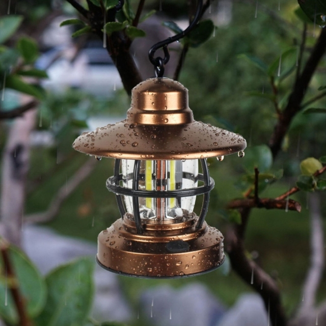 Retro Style Outdoor Portable Battery-powered LED Mini Camping Lamp Waterproof Handheld Lantern