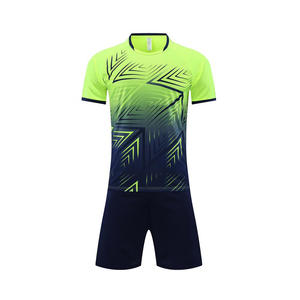 طقم قميص كرة قدم للأطفال بشعار مخصص، زي رياضي أزرق وأصفر، متوفر للبيع بالجملة - Product Image 3