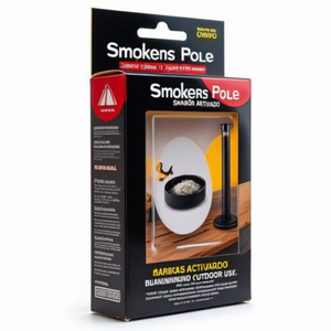 Posacenere da esterno per fumatori, in alluminio nero, con supporto - Product Image 2