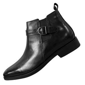 Nouvelles Bottines en Cuir Véritable pour Hommes avec Fermeture à Boucle et Logo Gaufré - Bottines Courtes Casual Chic - Product Image 5