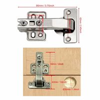 Charnière d'angle Elite 90 degrés finition chromée, charnières à fermeture amortie détachables pour meuble d'angle coudé ou porte d'armoire