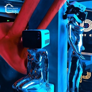 Scultura Luminosa in Vetro e Acciaio, Dea Sexy con Base Vuota, Stile Cyberpunk, Decorazione per Bar, Night KTV, Ornamenti da Pavimento - Product Image 3