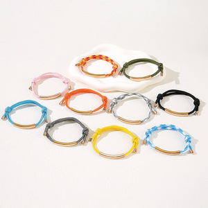 Cross-Border Spot Wholesale ID Double Drawstring <strong>Bracelet</strong> Multi-Color Electroplated Stainless Steel Color Printing Engraving - Product Image 1