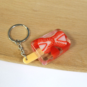 Llavero Kawaii, Divertido Llavero Analógico de Acero Inoxidable con Forma de Fruta, Helado, Fresa, Naranja, Paleta, para Amantes de los Llaveros - Product Image 6
