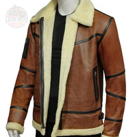 Veste en cuir véritable pour homme, personnalisable, en peau de mouton, pour l'hiver, avec fermeture éclair, en cuir de vachette teint uni, vente en gros