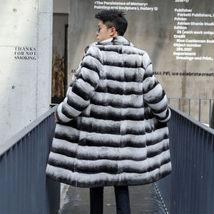 Мужское пальто из натурального меха кролика Рекс, длинное пальто-Тренч с отложным воротником, мужские костюмные Куртки Оверсайз из натурального меха - Product Image 2