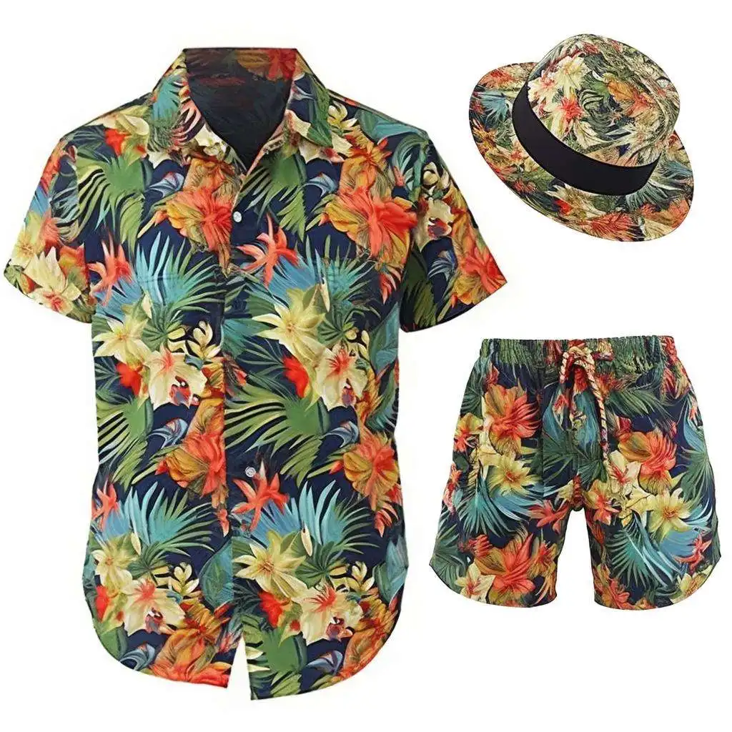 Resort décontracté ample plage chemise hawaïenne chemises de plage hommes plage impression numérique personnalisée