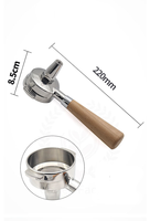 Porte-filtre à café sans fond de 58 mm en acier inoxydable avec poignée en bois