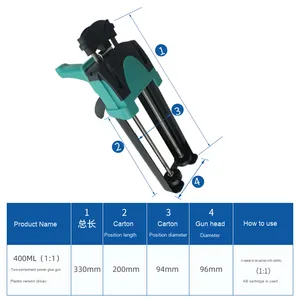 Pistolet à colle manuel industriel personnalisable 400 ml 1:1 avec ensemble de barils pour résine époxy AB, pistolets à calfeutrer OEM 400 ml de qualité industrielle - Product Image 2
