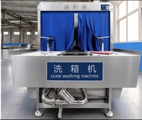 Energiebesparende PLC-gestuurde industriële groente- en fruitkrattenwasmachine van 304 roestvrij staal met hoge efficiëntie sterilisatie