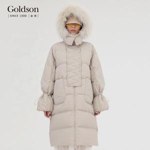 Chaqueta con capucha de piel de mapache 90/10, plumón de pato blanco, diseño creativo con cordón, manga, para invierno - Product Image 1