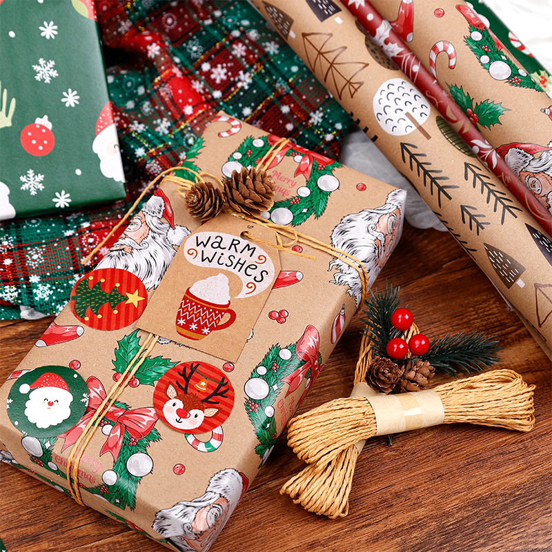 High Quality Wholesale Christmas Kraft Paper Gift Luxury Custom Festival Packaging Wrapping Paper Roll