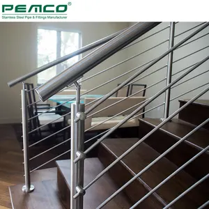 Round or Rectangle Top Pipe stainless steel balustrades handrails stair railing