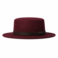 Chapeau Fedora en feutre à large bord avec logo personnalisé et accessoires de ceinture, pour femmes, automne-hiver, pour fêtes et occasions formelles, vente en gros usine, modèle uni