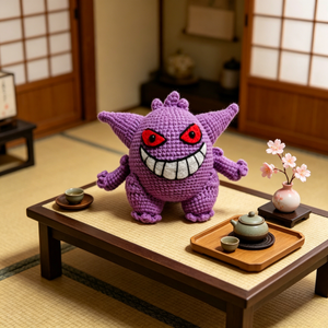 Vente directe usine – Pendentifs porte-clés Pokémon Gengar faits main au crochet, ornements en peluche personnalisés, résistants au boulochage et à la décoloration - Product Image 5