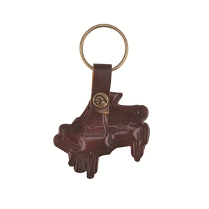 Wholesale Handmade Cowhide Instrument Keychains Multi‑style Embossed Brass Snap Button Leather Key <b>Ring</b> Music Souvenir Gift - Product Image 2