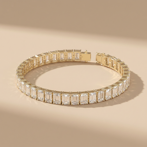 Pulsera de tenis de oro con diamantes naturales, diseño de corte esmeralda, joyería fina de lujo, brazalete de piedras preciosas amarillas, regalo clásico para mujer - Product Image 2