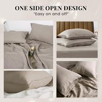 Parure de draps 100 % lin Queen 4 pièces en lin français délavé (1 drap plat, 1 drap-housse, 2 taies d'oreiller)