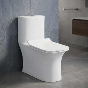 WC compact rectangulaire monobloc en céramique, à siphon en S, WC asiatique mural, équipement sanitaire pour salle de bain - Product Image 1