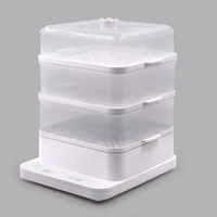 Cuiseur vapeur électrique multifonctionnel à trois niveaux pour la maison, grande capacité de 15 L, cuiseur vapeur électrique transparent avec fenêtre de visualisation