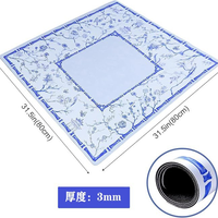 Tapis de Mahjong américain antidérapant avec motif floral rouge et support en caoutchouc pour table de Mahjong