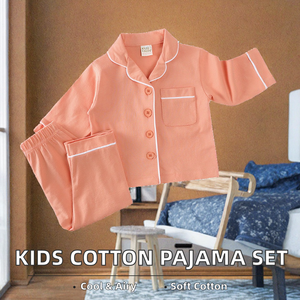 Nueva Llegada, Pijamas para Niños, Venta al por Mayor de Fábrica, Algodón de Color Sólido, Transpirable, Estampado, Conjuntos de Pijamas de Dos Piezas de Manga Larga para Niños y Niñas - Product Image 3