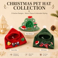 Chapeau de Noël pour animaux de compagnie, motif sapin de Noël de dessin animé avec canne en sucre et nœud, couvre-tête chaud pour chien et chat, décoration de fête de fin d'année
