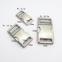 Boucle latérale réglable en aluminium avec logo personnalisé, 15 mm, 20 mm, 25 mm, boucle en métal légère pour sac, collier de chien