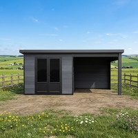 Casas de Madera y Acero Modernas Serie D, Caseta de Jardín, Cobertizos Resistentes con Vidrio a Prueba de Balas y Protección UV, para Apartamentos y Villas