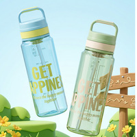 Bouteille d'eau portable en plastique pour l'été avec infuseur à thé, grande capacité, tasse personnalisée avec paille pour le sport et la consommation quotidienne