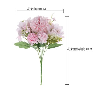Bouquet d'hortensias artificiels CallaFloral rose et violet, fleurs décoratives pour mariage, décoration intérieure, style INS - Product Image 4