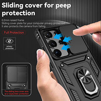 Coque de téléphone armure de qualité militaire pour Samsung Galaxy S23 S24 Ultra coques de téléphone fenêtre coulissante caméra protéger porte-anneau magnétique