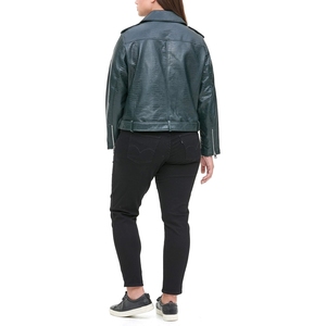 Women's Genuine Leather Plaid Jacket <b>Zipper</b> Closure Fox Fur Collar Thin Streetwear Winter Windproof For Sale new Quality - Product Image 4