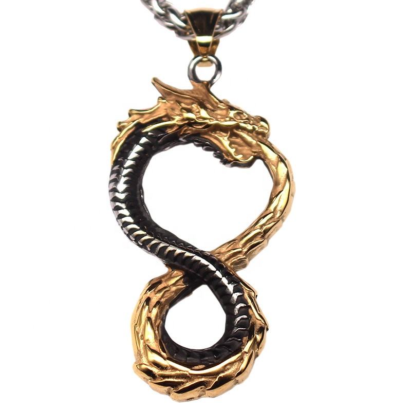 Wholesale Vintage Punk Stainless Steel Necklace Dragon Pendant - Main Image