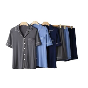 93% 7% in fibra di bambù Spandex Plus Size 4 stagione Set di pigiami da uomo a manica corta pigiami da notte per il tempo libero - Product Image 3