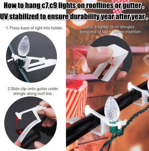 Facile da installare e smontare tutto In uno In plastica luce di natale Clip universale grondaia e scandole Clip per C7 <span class=keywords><strong>C9</strong></span> e Mini luce - Product Image 4