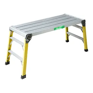 Taburete plegable multifuncional de aluminio Escalera plataforma de trabajo de aluminio plegable con patas ajustables