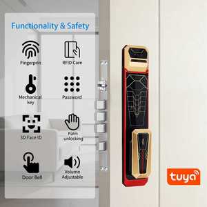 Serrure intelligente Wi-Fi avec reconnaissance faciale 3D, empreinte digitale, biométrique, réseau, carte mémoire cloud, alliage d'aluminium, application Tuya - Product Image 2