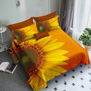 Vỏ Gối In 3D Microfiber 100% Sợi Nhân Tạo Vỏ Chăn Hoa Hướng Dương Bộ Chăn Ga Gối Hoa Màu Vàng Bộ Sưu Tập - Product Image 4