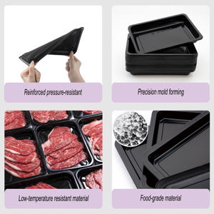 Barquette en plastique PP jetable noire pour foie <span class=keywords><strong>gras</strong></span>, boîte de restauration, viande congelée, fruits de mer, autres contenants alimentaires, maintien au <span class=keywords><strong>frais</strong></span> - Product Image 6